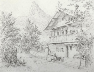 Jagerhäusl in Kreuth- Lorenz Quaglio 1838