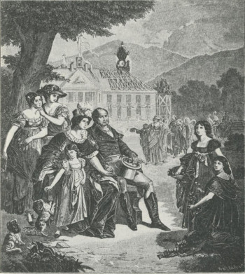König Max mit Familie beim Richtfest in Wildbad Kreuth